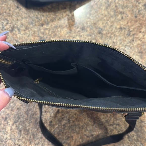 Fossil Coated Small Gift Print Shopper Purse Double Handles Zipper Closure - Picture 9 of 16